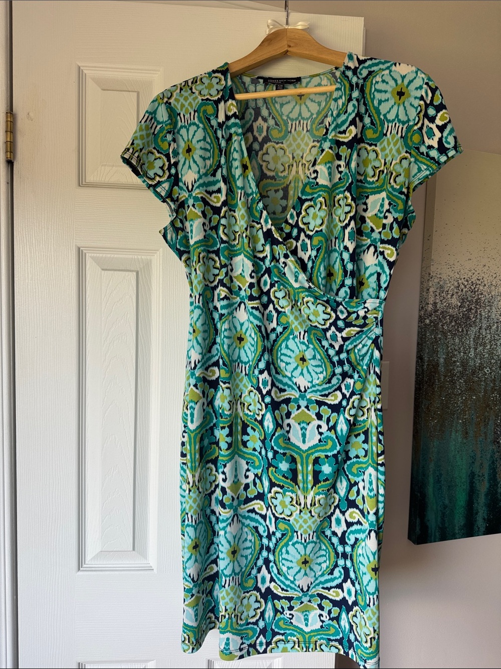 Jones New York Teal, Aqua & Lime Floral Print Dress